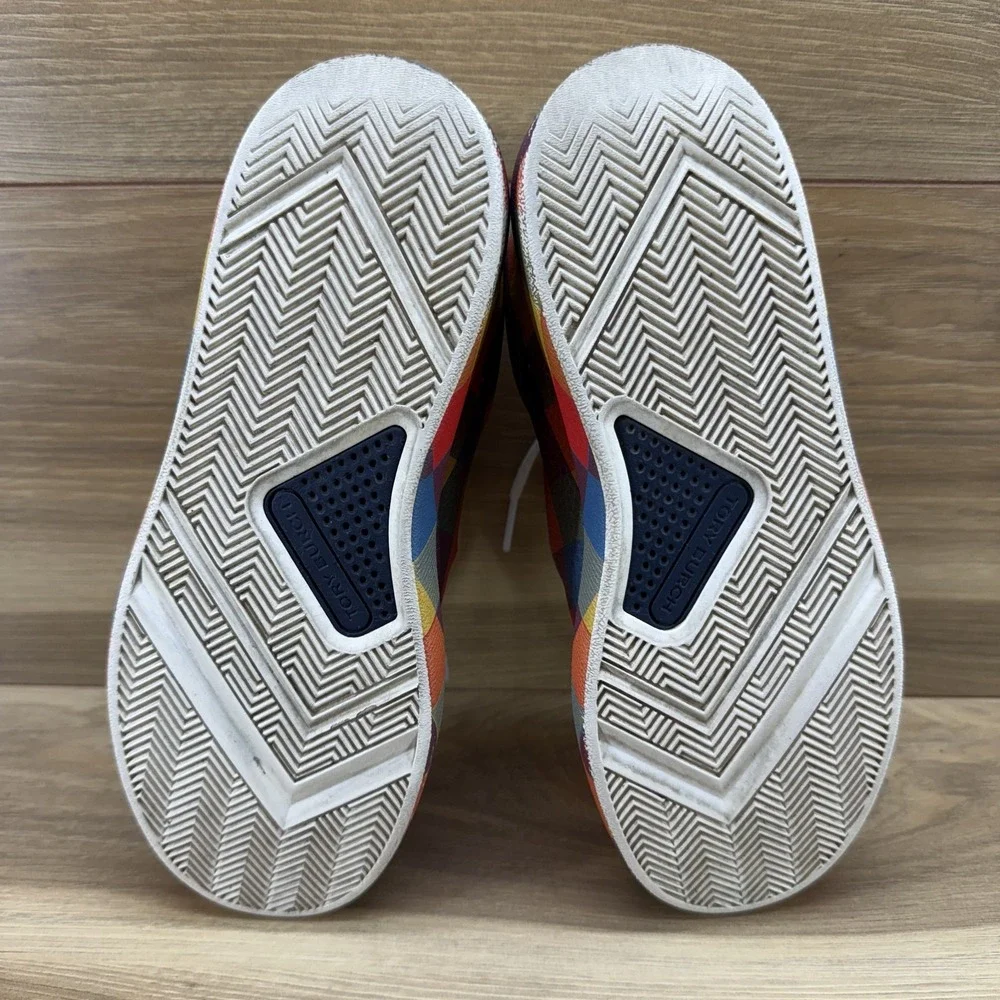 Tory Burch Howell Court Sneakers Womens 5 M Printed Leather Multi Low Top